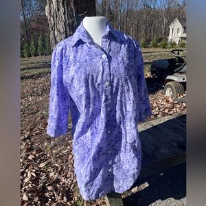 VINTAGE ANTHONY RICHARDS PURPLE ROSES SHIRT DRESS WOMENS SMALL